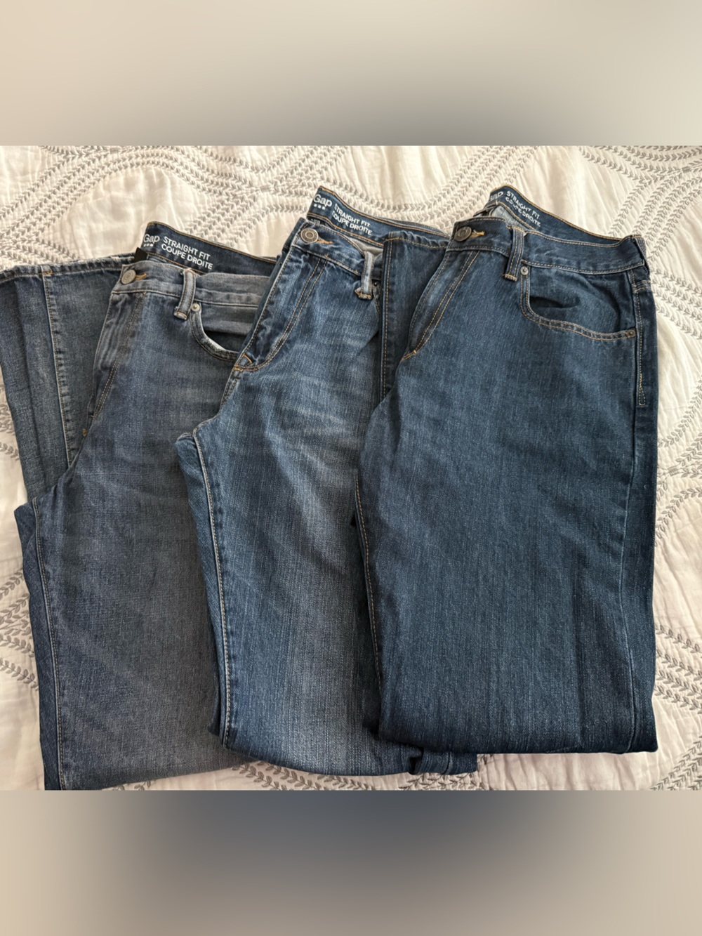 GAP Men's Straight Jeans Set — Light, Medium, Dark Blue